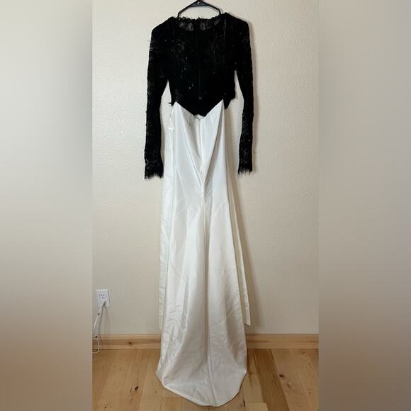 Tarik Ediz Canisa Queen of Hearts lace satin black white two piece dress NEW 2 - Picture 8 of 10